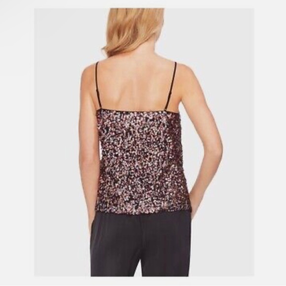 Vince Camuto Gilded Rose Sequin Adjustable Spaghetti Strap Night Out Tank - Picture 2 of 10